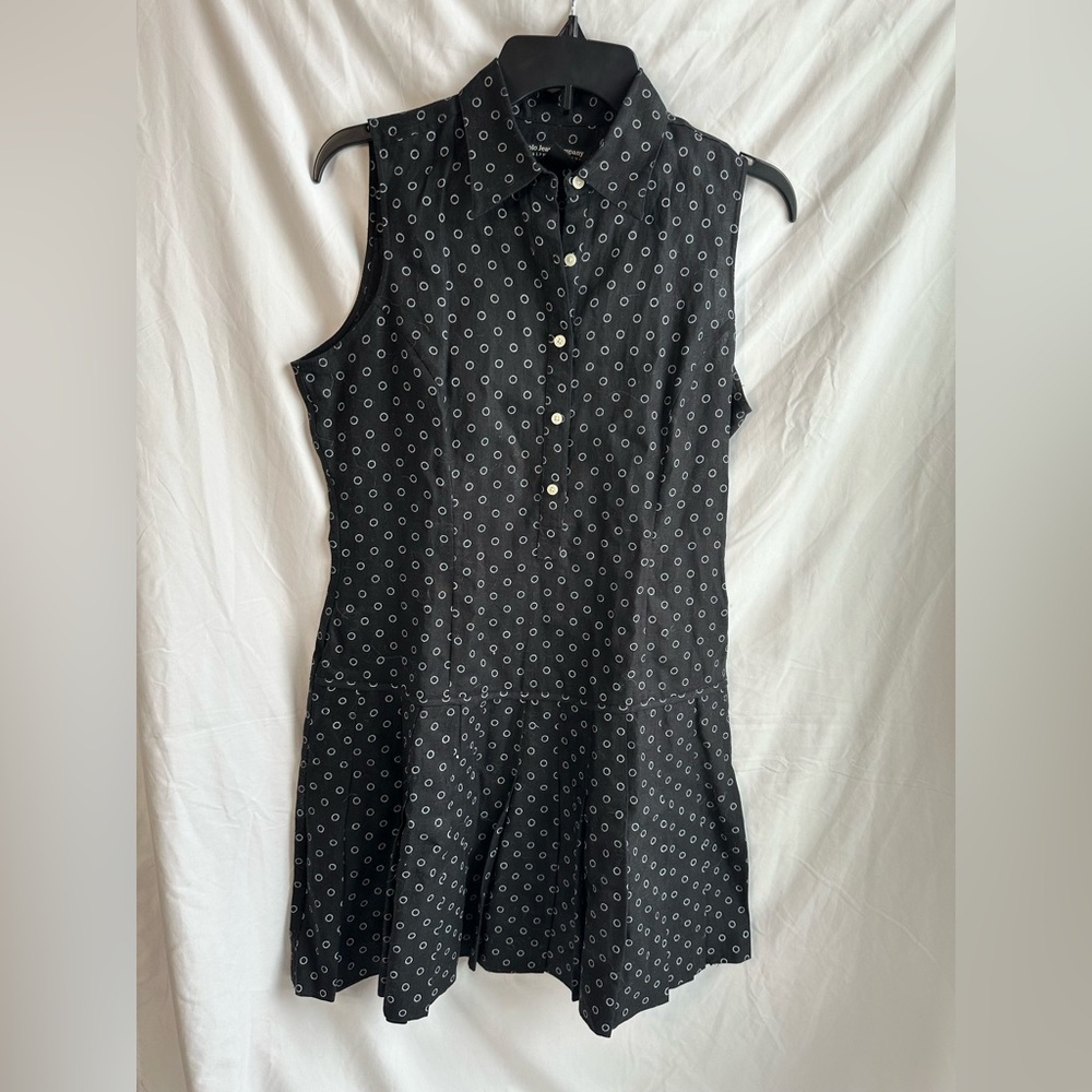 Polo Jeans Co Ralph Lauren Sleeveless Dress Black Button Front Drop Waist Sz 10